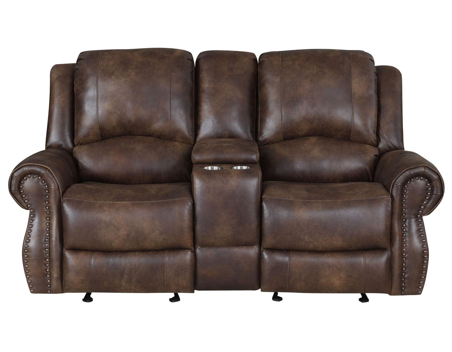 Steve Silver Navarro Manual Reclining Console Loveseat in Saddle Brown Steve Silver 2