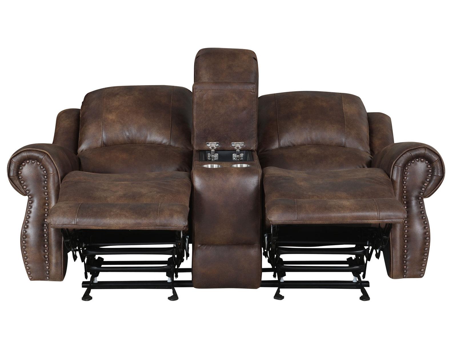 Steve Silver Navarro Manual Reclining Console Loveseat in Saddle Brown Steve Silver 2