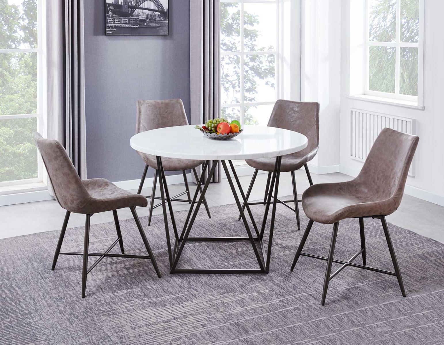 Steve Silver Ramona White Marble Top Round Dining Table in Deep Bronze Steve Silver 2