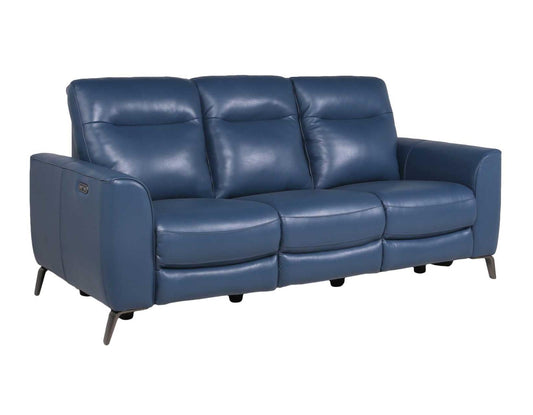 Steve Silver Sansa Leather Dual Power Reclining Sofa in Ocean Blue Steve Silver 2