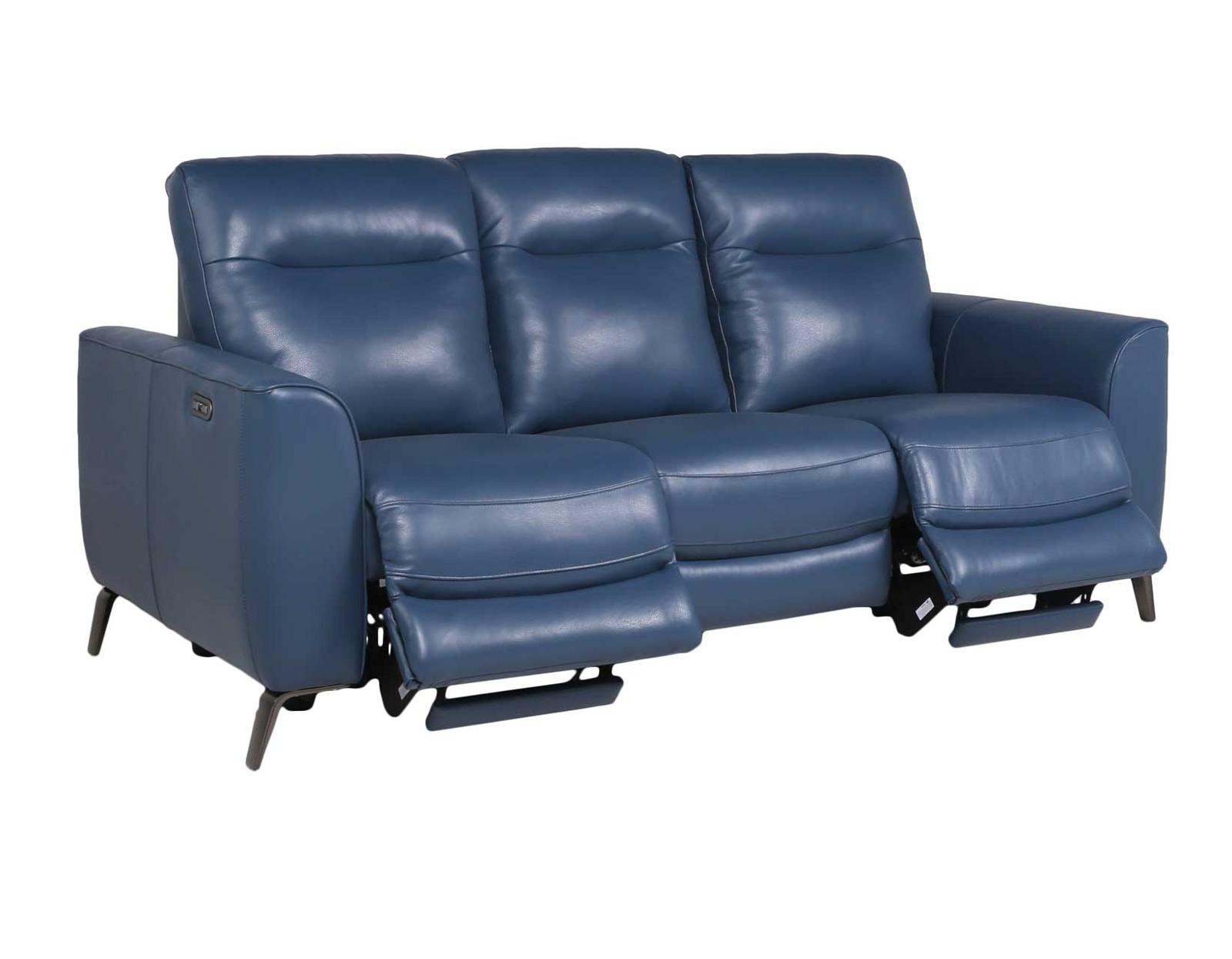 Steve Silver Sansa Leather Dual Power Reclining Sofa in Ocean Blue Steve Silver 2