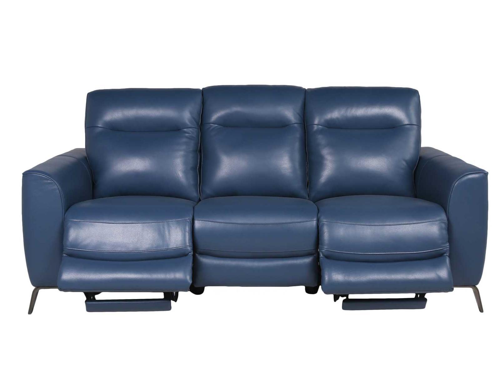 Steve Silver Sansa Leather Dual Power Reclining Sofa in Ocean Blue Steve Silver 2