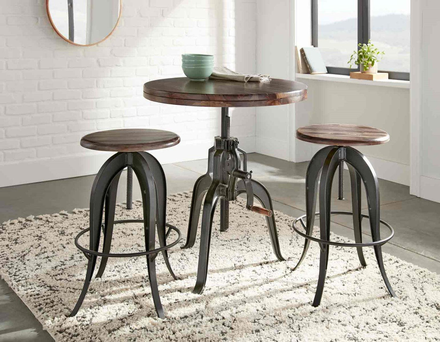 Steve Silver Sparrow Round Setup Stool in Natural Brown (Set of 2) Steve Silver 2