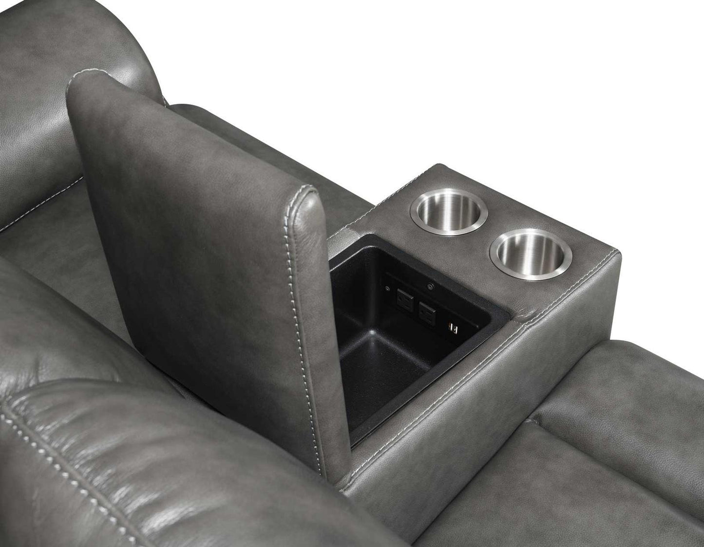 Steve Silver Trento Dual Power Leather Reclining Console Loveseat in Charcoal Steve Silver 2