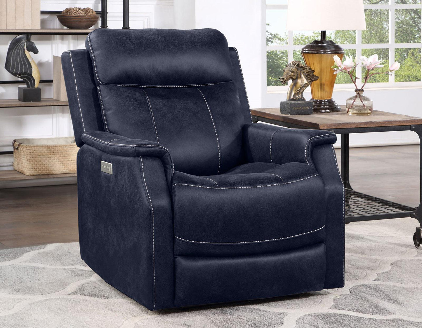 Steve Silver Valencia Dual Power Leatherette Recliner in Ocean Blue Steve Silver 2