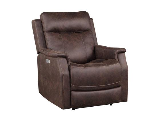 Steve Silver Valencia Dual Power Leatherette Recliner in Walnut Steve Silver 2