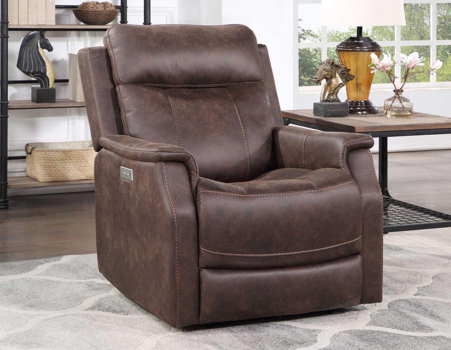 Steve Silver Valencia Dual Power Leatherette Recliner in Walnut Steve Silver 2