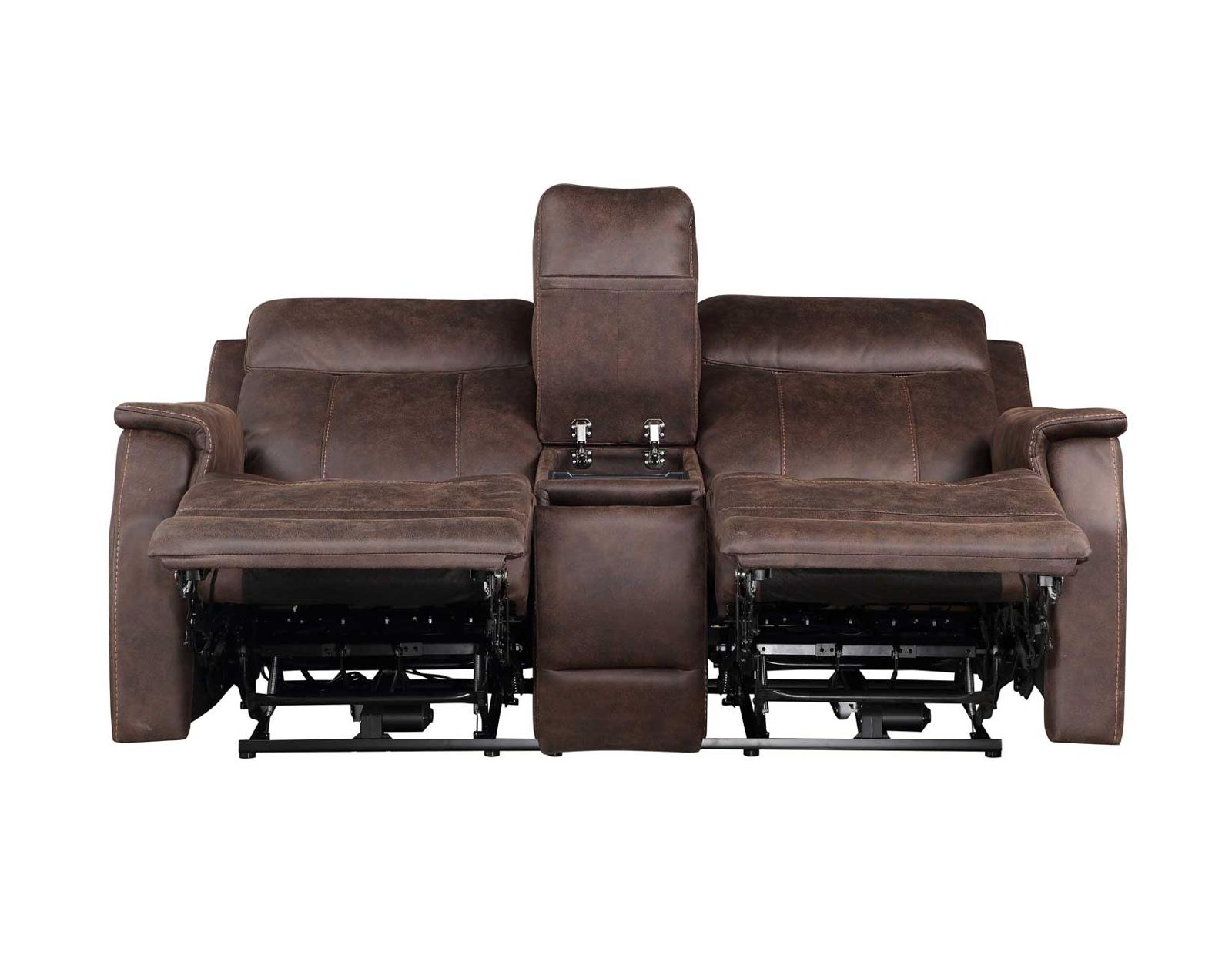 Steve Silver Valencia Dual Power Leatherette Reclining Console Loveseat in Walnut Steve Silver 2