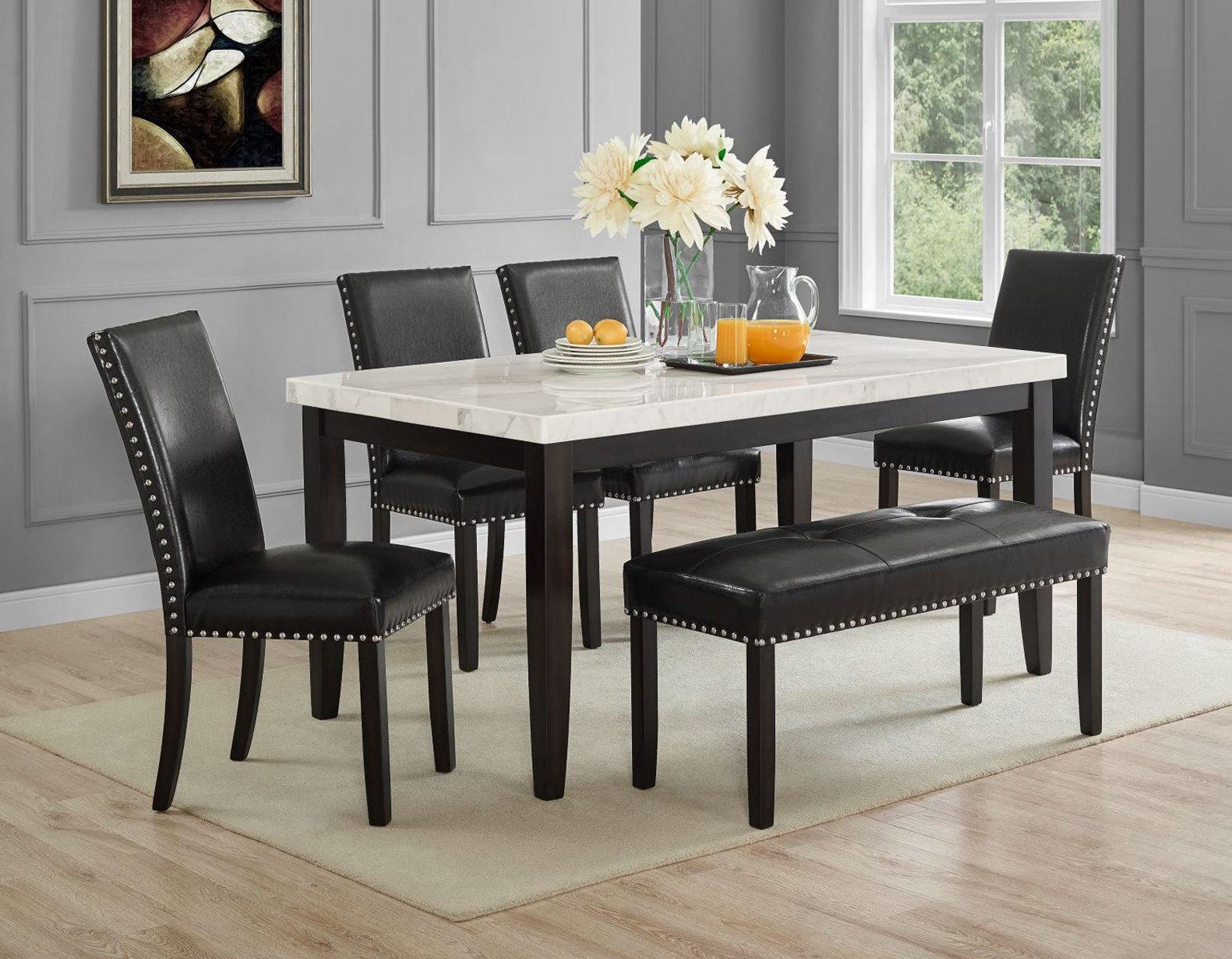 Steve Silver Westby White Marble Top Dining Table in Ebony Wood Steve Silver 2