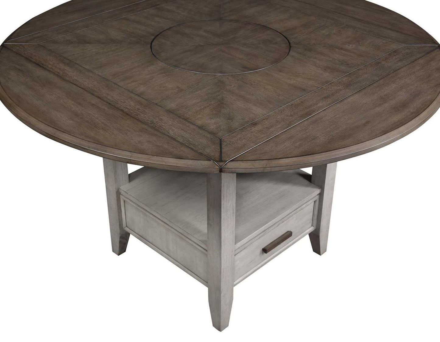 Steve Silver Abacus Round Drop Leaf Storage Table in Smoky Alabaster Steve Silver 2