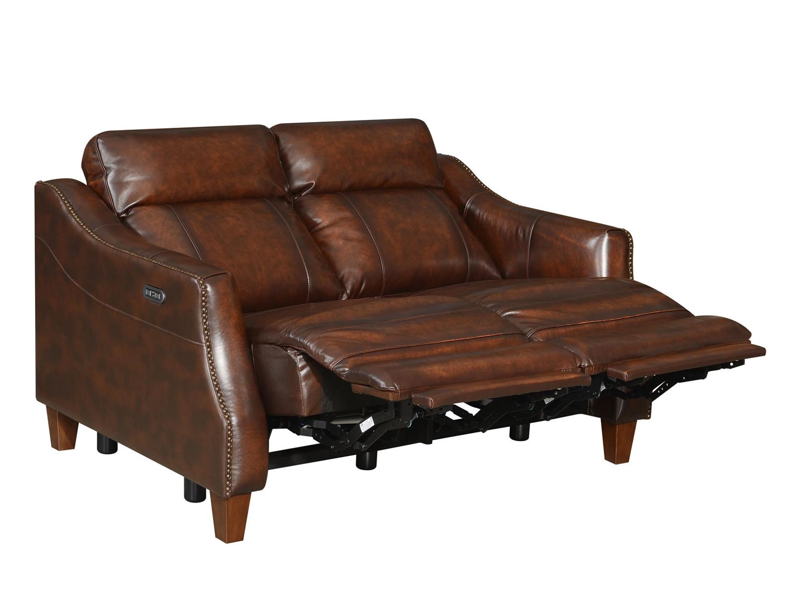 Steve Silver Akari Leather Dual Power Reclining Loveseat in English Chestnut Steve Silver 2