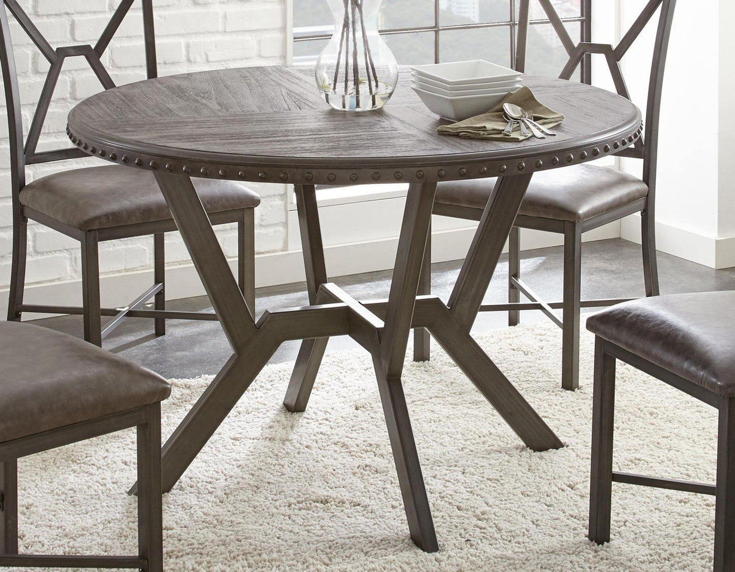 Steve Silver Alamo Round Dining Table in Gray Steve Silver 2