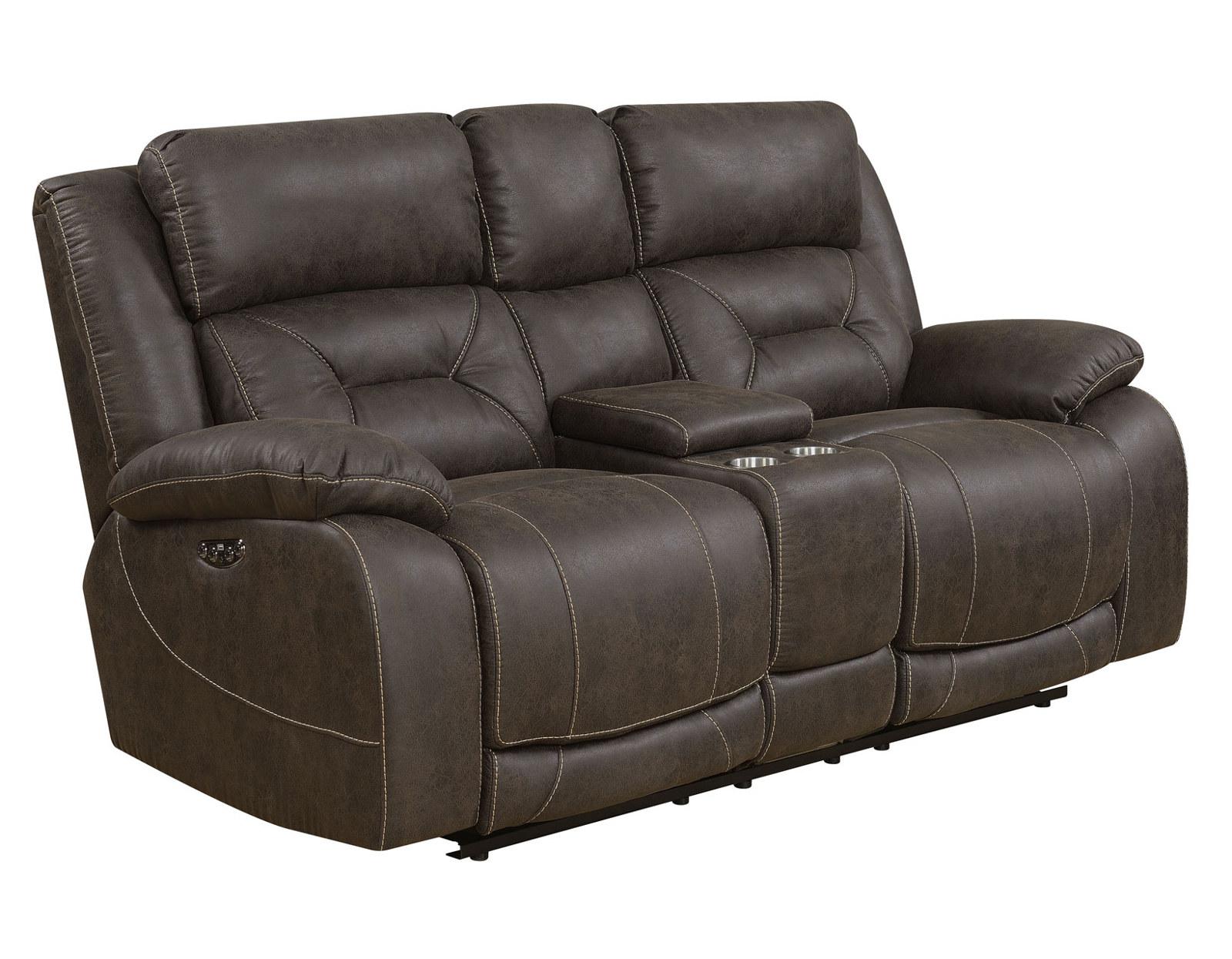 Steve Silver Aria Dual Power Reclining Console Loveseat in Saddle Brown Steve Silver 2