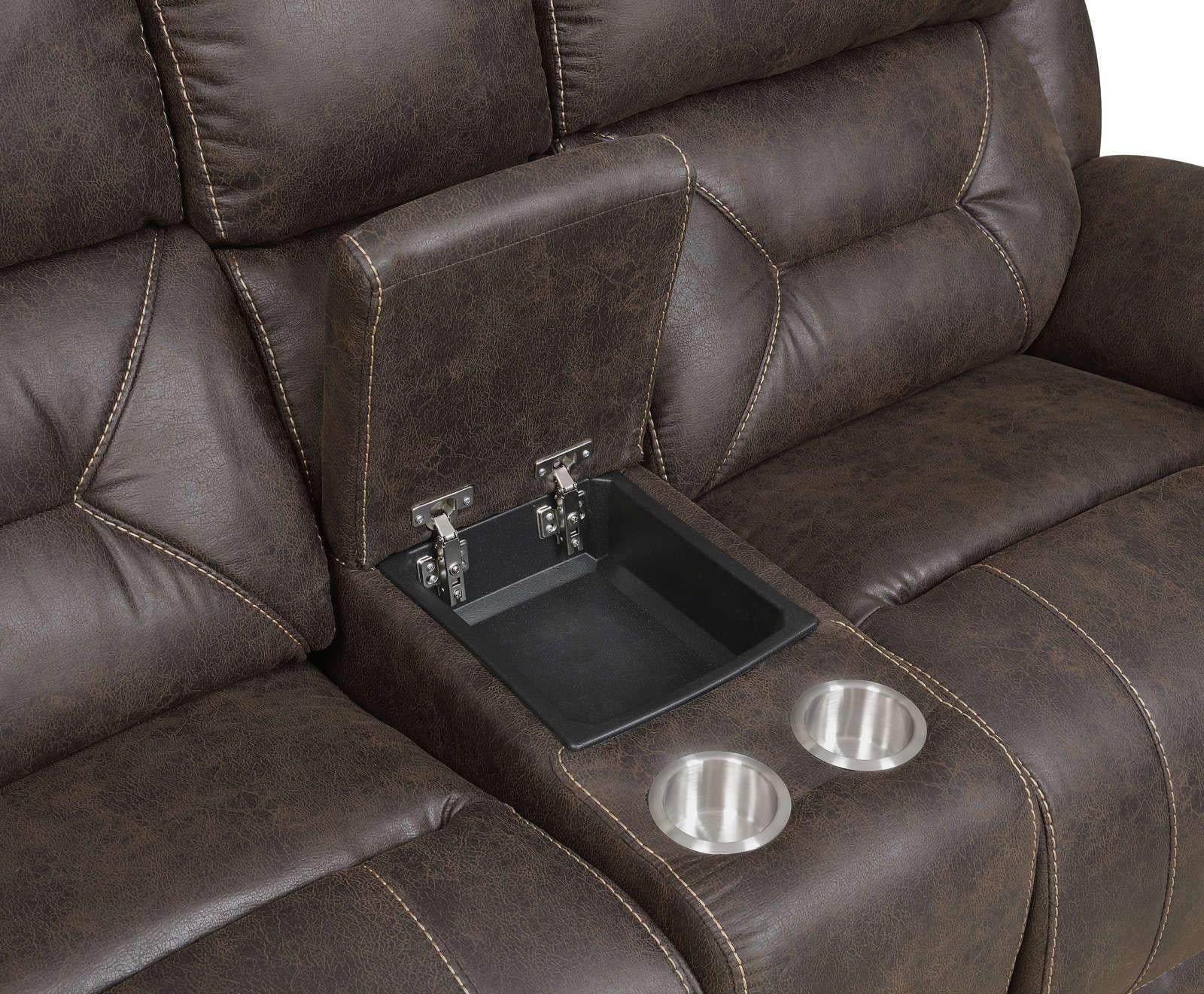 Steve Silver Aria Dual Power Reclining Console Loveseat in Saddle Brown Steve Silver 2