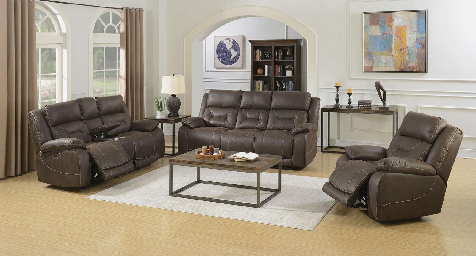 Steve Silver Aria Dual Power Reclining Console Loveseat in Saddle Brown Steve Silver 2