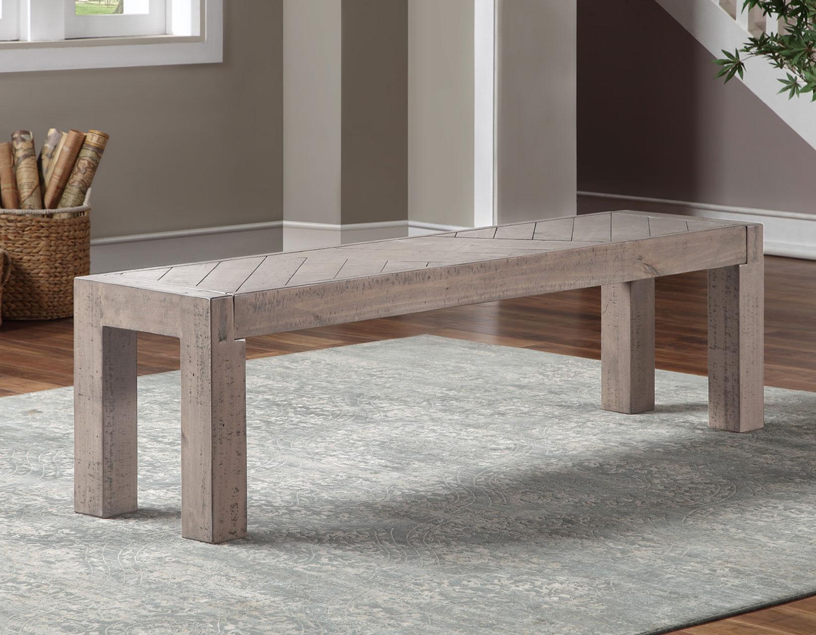 Steve Silver Auckland Reclaimed Wood Bench in Weathered Grey Steve Silver 2