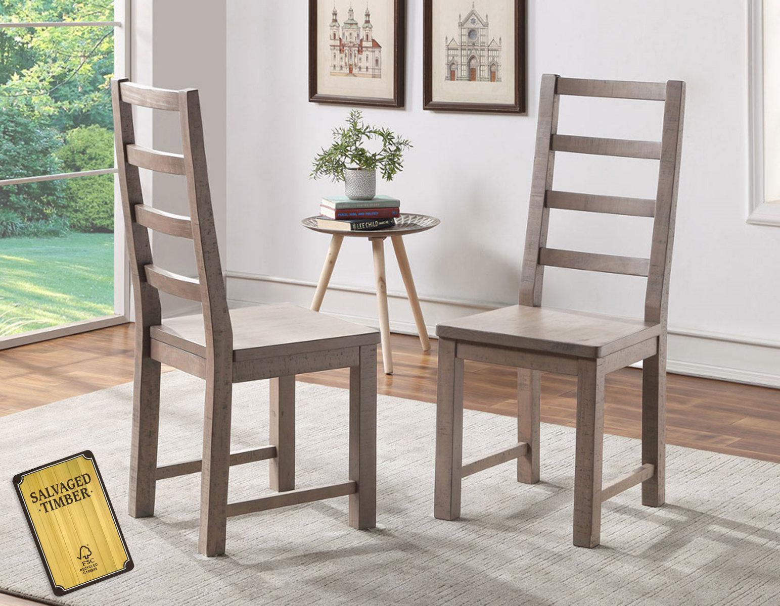 Steve Silver Auckland Reclaimed Wood Side Chair in Weathered Grey (Set of 2) Steve Silver 2