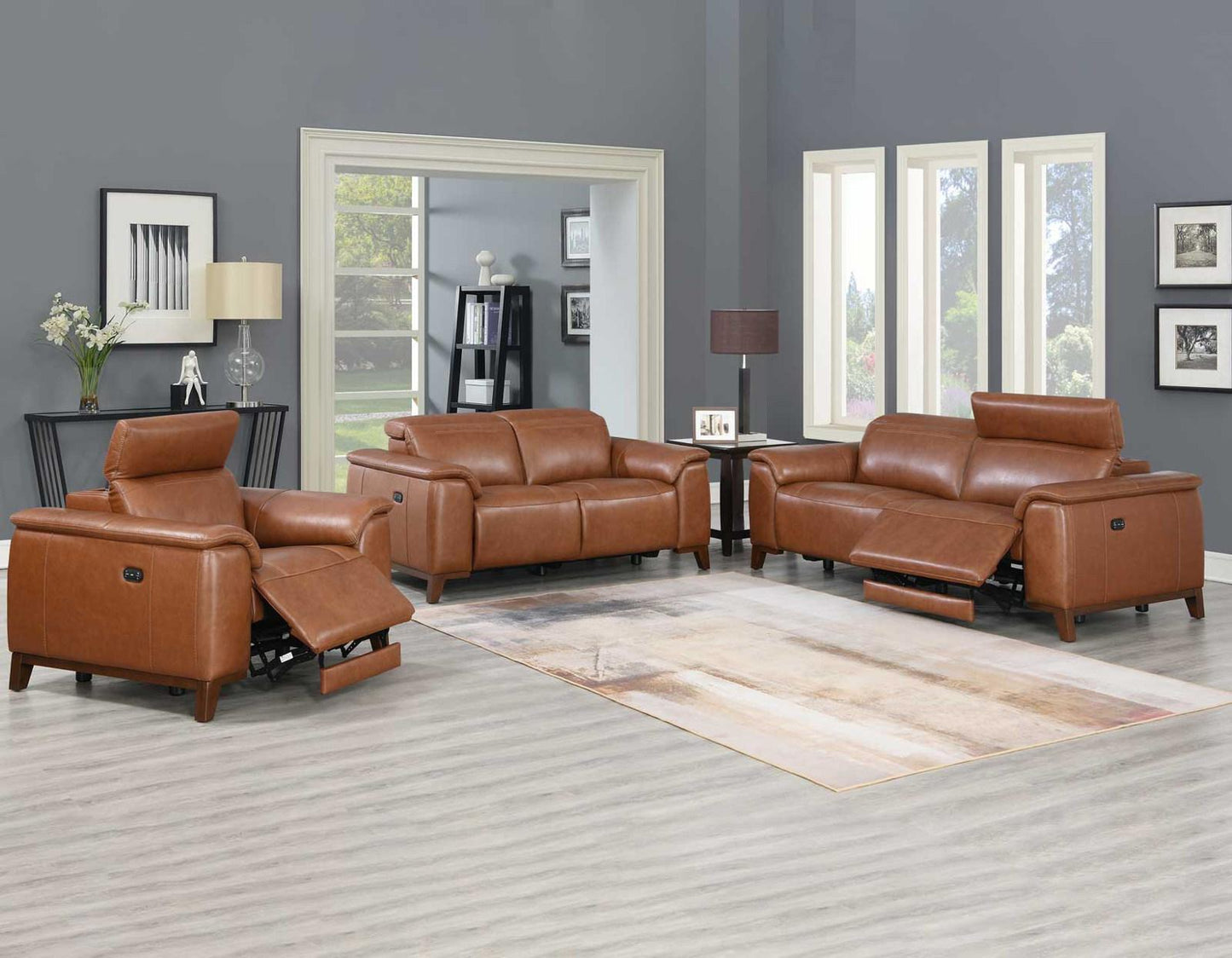 Steve Silver Bergamo Dual-Power Leather Reclining Loveseat in Mocha Steve Silver 2