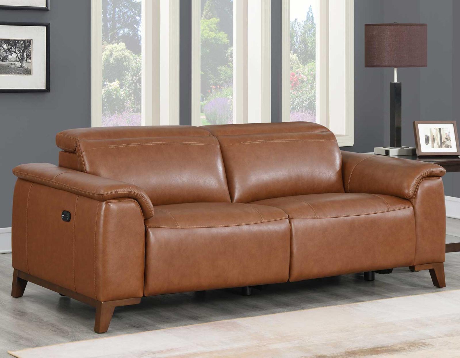 Steve Silver Bergamo Dual-Power Leather Reclining Sofa in Mocha Steve Silver 2