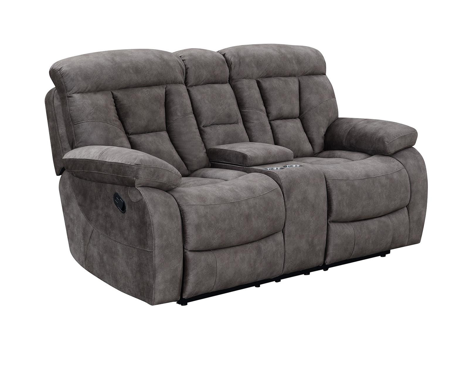 Steve Silver Bogata Manual Reclining Console Loveseat in Majestic Mushroom Steve Silver 2