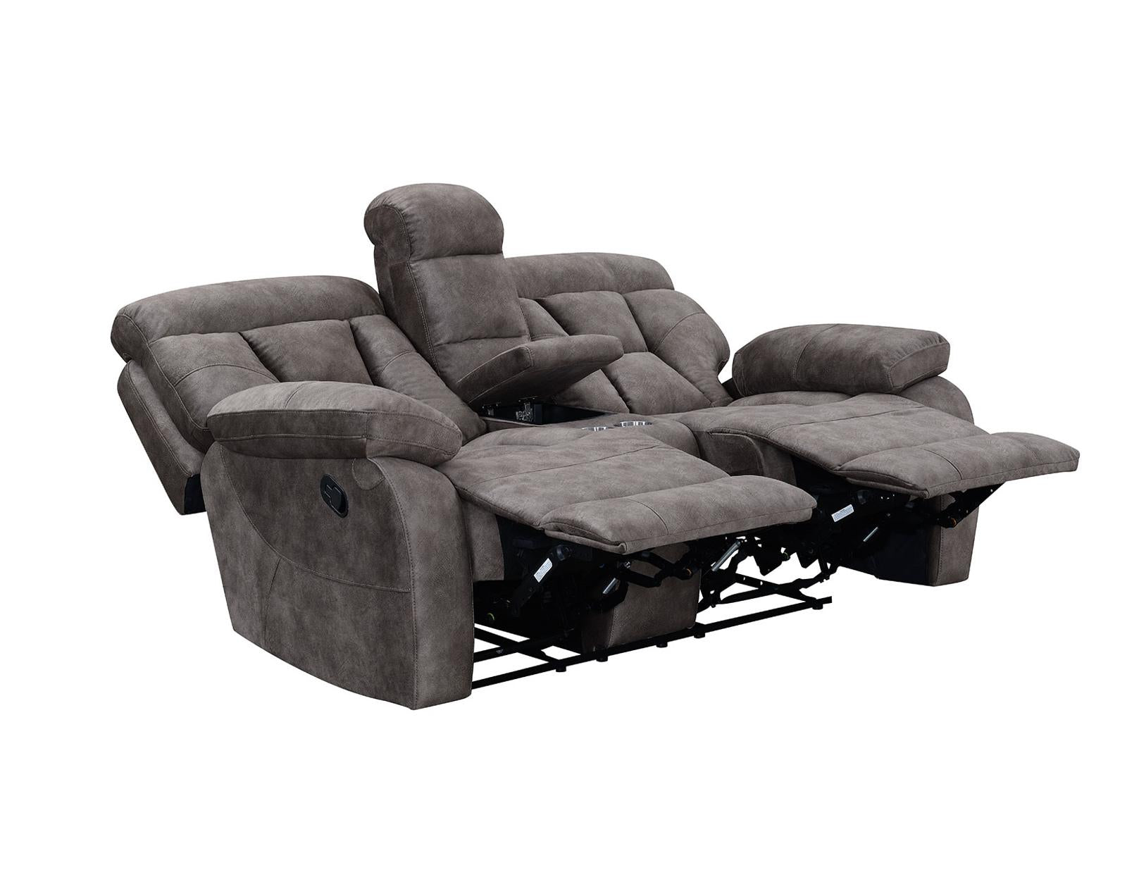 Steve Silver Bogata Manual Reclining Console Loveseat in Majestic Mushroom Steve Silver 2