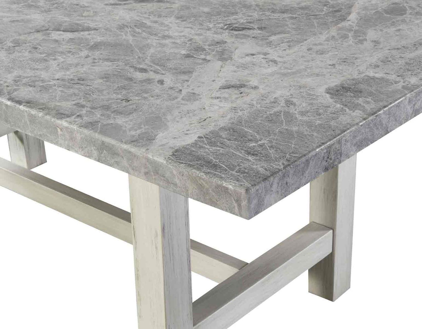 Steve Silver Canova Gray Marble Top Dining Table in Cathedral White Steve Silver 2