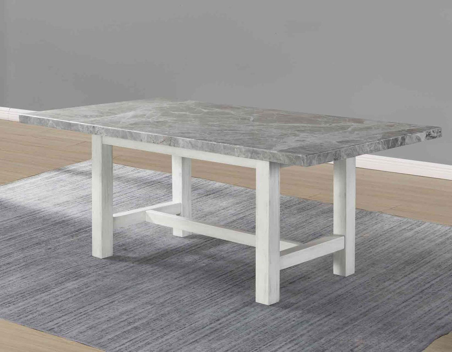 Steve Silver Canova Gray Marble Top Dining Table in Cathedral White Steve Silver 2