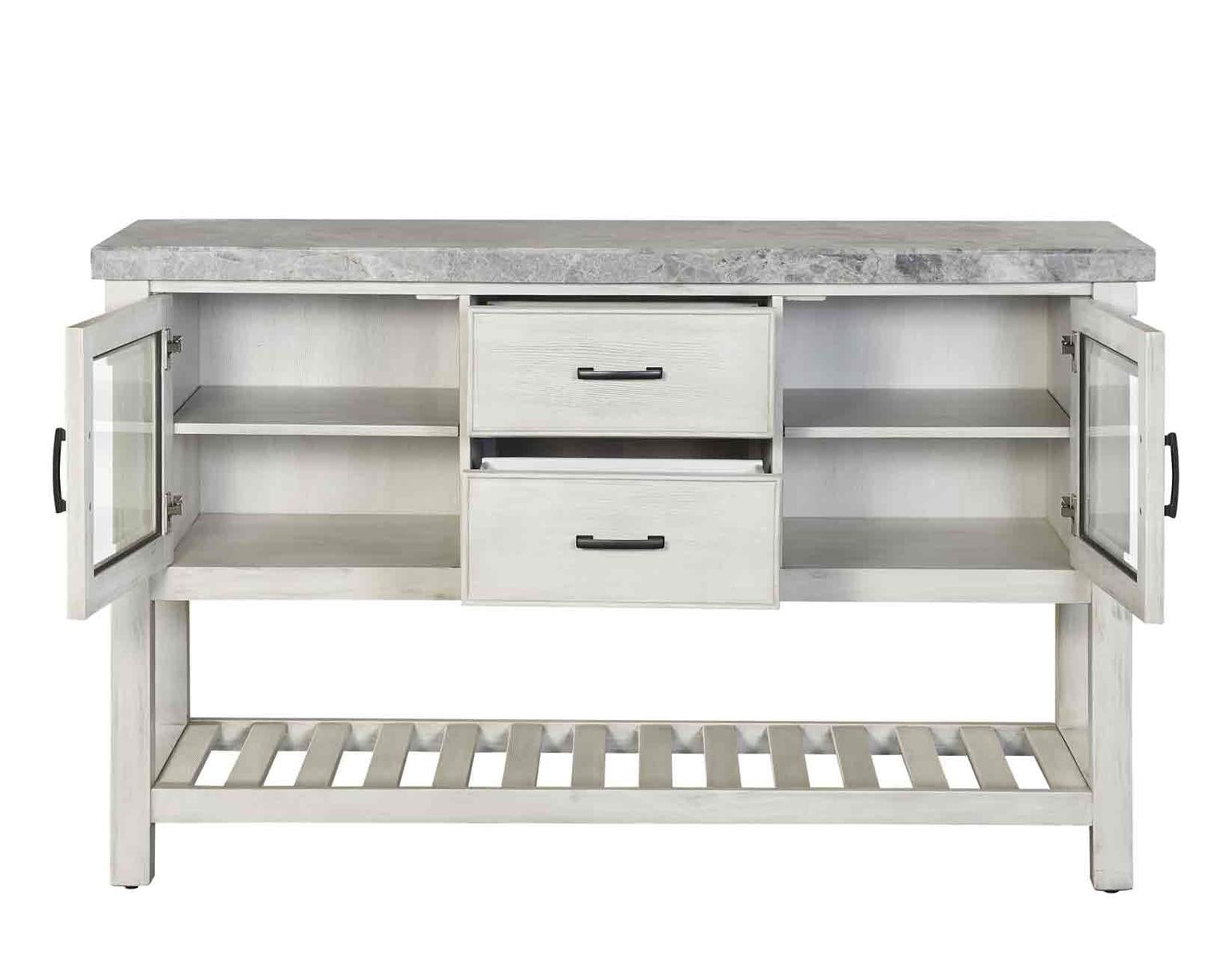 Steve Silver Canova Gray Marble Top Server in Cathedral White Steve Silver 2