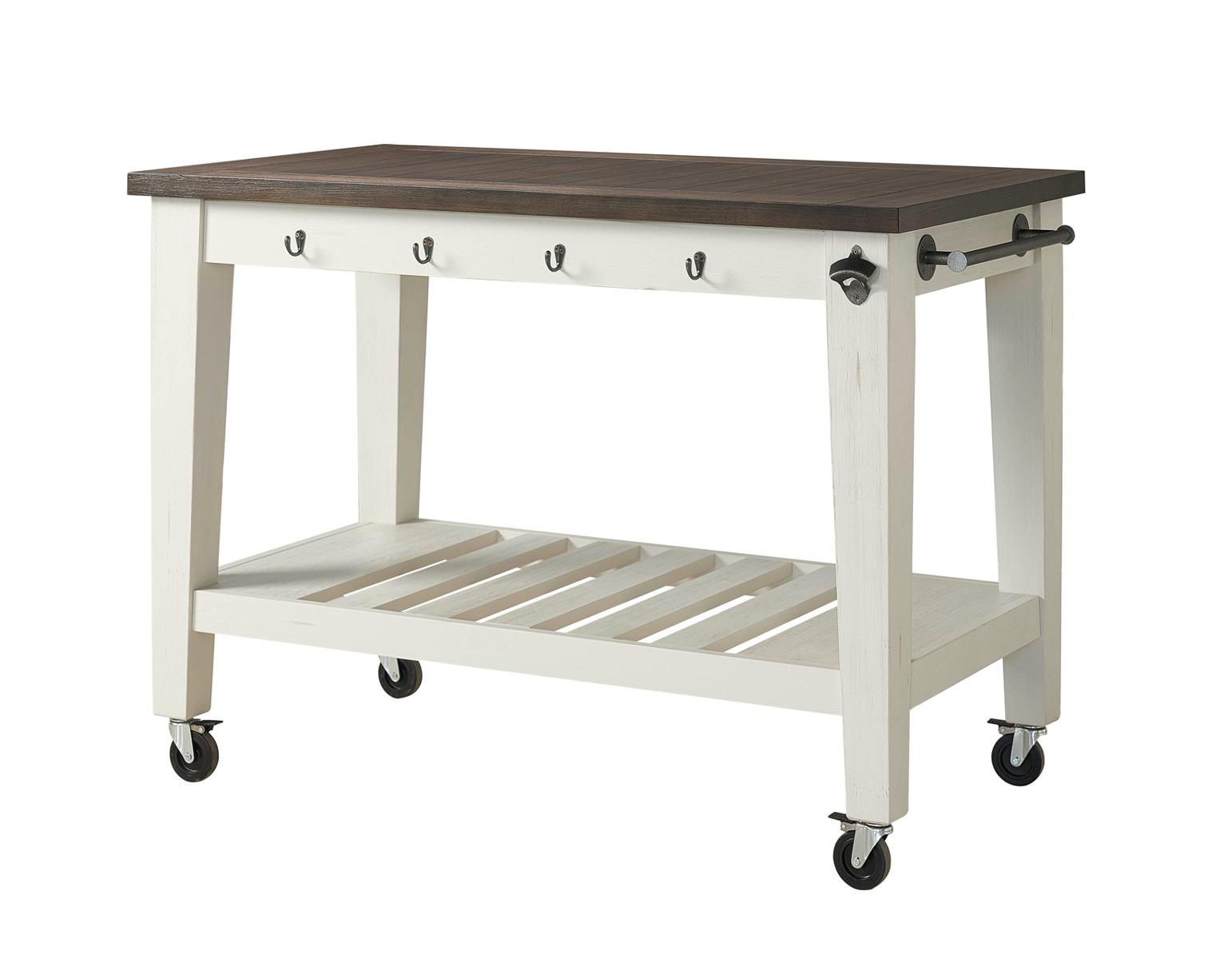 Steve Silver Cayla Two Tone Kitchen Cart in Antiqued White Steve Silver 2