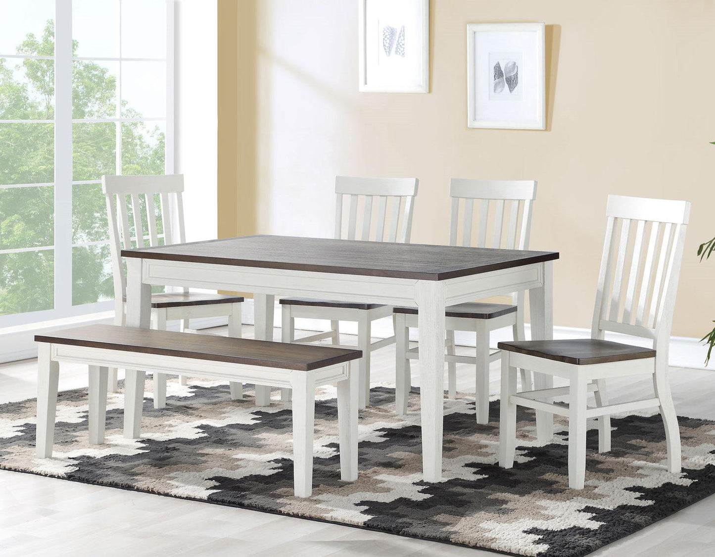 Steve Silver Caylie Dining Table in Two-tone Ivory and Driftwood Steve Silver 2