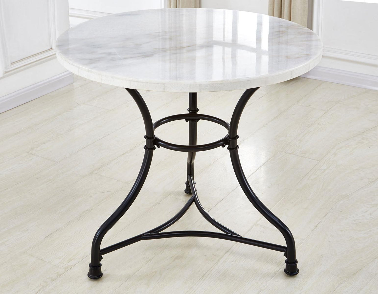 Steve Silver Claire Round White Marble Top Dining Table in White Steve Silver 2