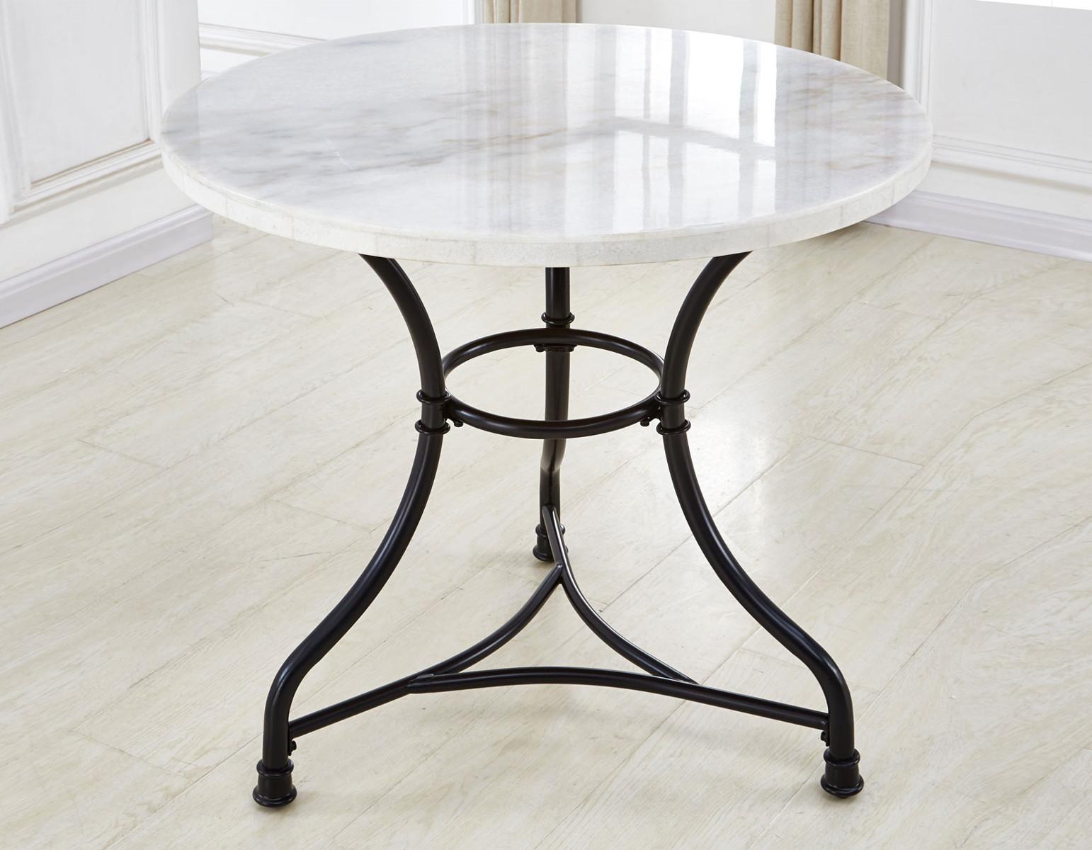 Steve Silver Claire Round White Marble Top Dining Table in White Steve Silver 2