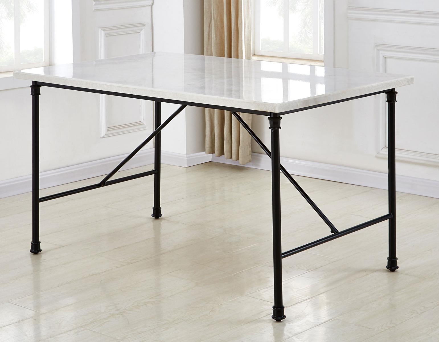 Steve Silver Claire White Marble Top Dining Table in White Steve Silver 2