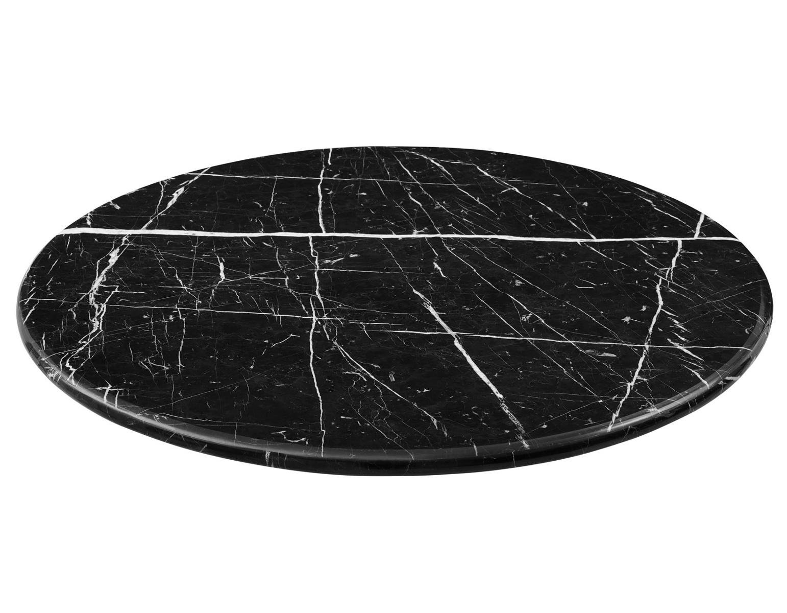 Steve Silver Colfax Round Black Marquina Marble Top Dining Table in Black Steve Silver 2