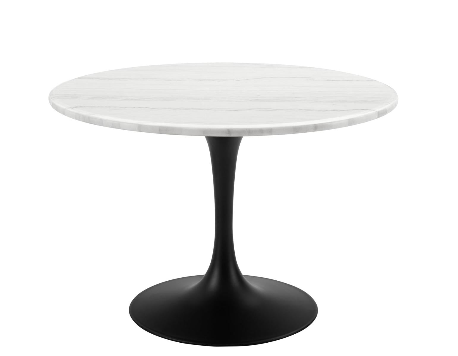 Steve Silver Colfax Round White Marble Top Dining Table in Black Steve Silver 2