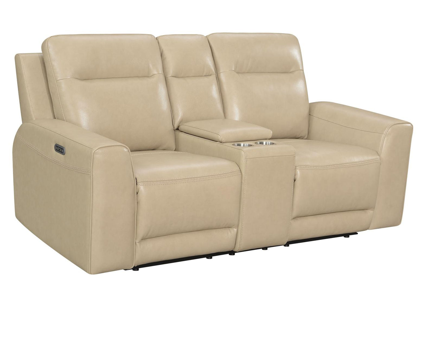 Steve Silver Doncella Leather Dual Power Reclining Console Loveseat in Surly Sand Steve Silver 2