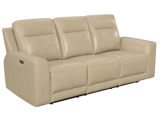 Steve Silver Doncella Leather Dual Power Reclining Sofa in Surly Sand Steve Silver 2