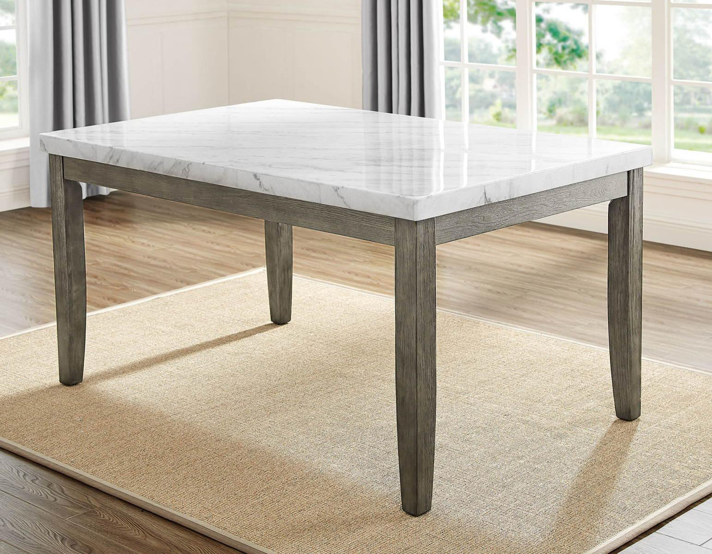 Steve Silver Emily White Marble Top Dining Table in Mossy Grey Steve Silver 2