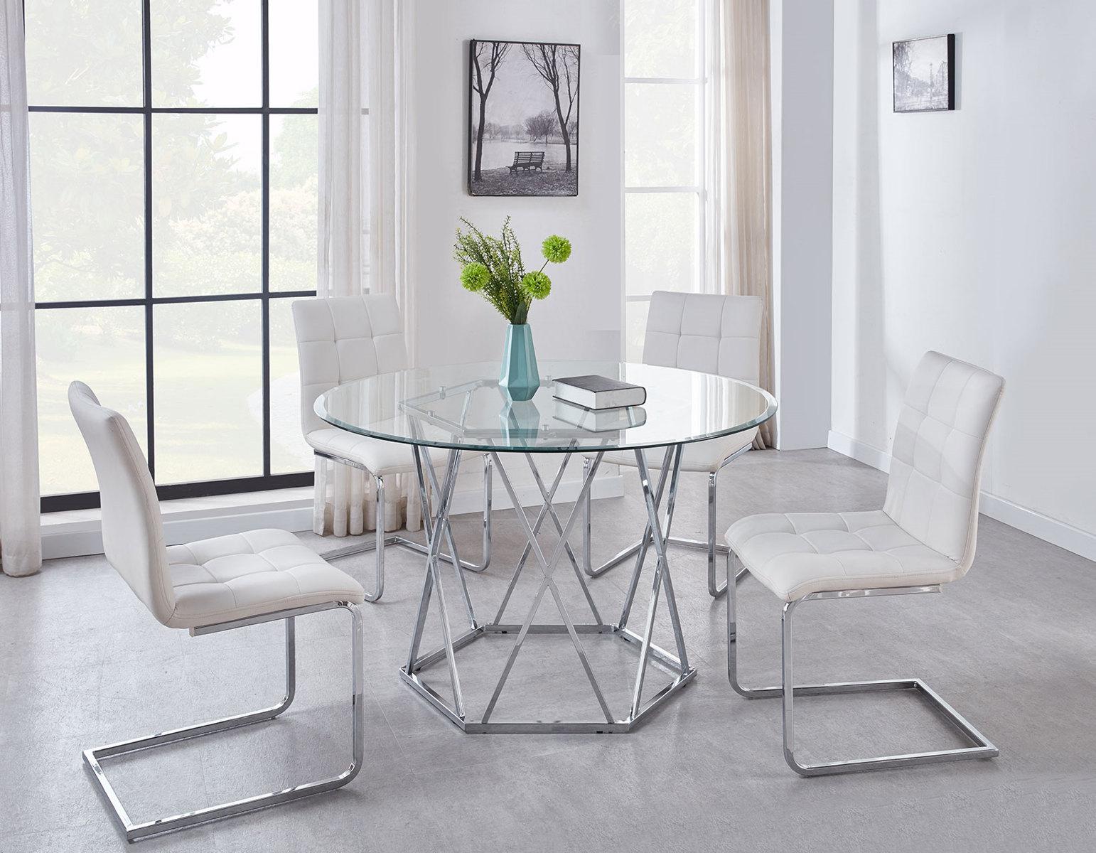 Steve Silver Escondido Round Dining Table in Chrome Steve Silver 2