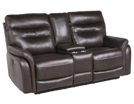 Steve Silver Fortuna Leather Dual Power Reclining Console Loveseat in Coffee Steve Silver 2