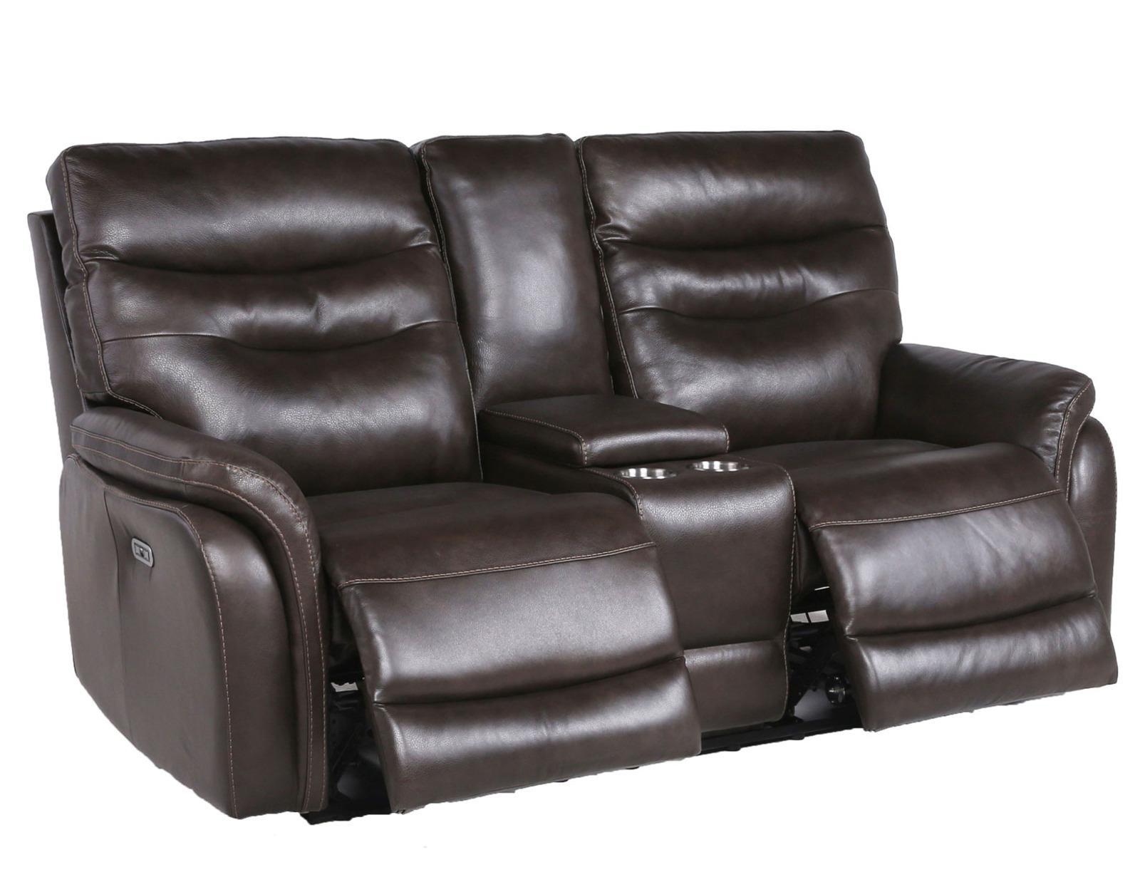 Steve Silver Fortuna Leather Dual Power Reclining Console Loveseat in Coffee Steve Silver 2