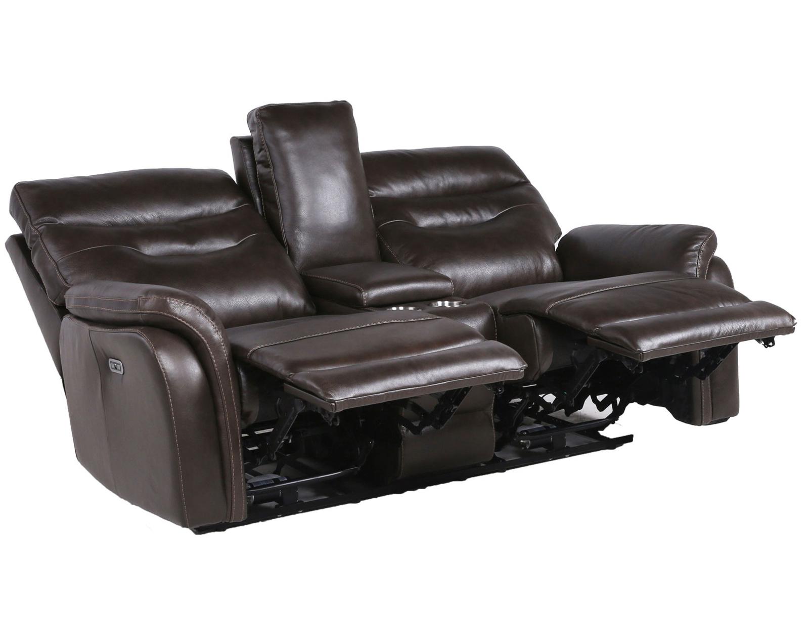 Steve Silver Fortuna Leather Dual Power Reclining Console Loveseat in Coffee Steve Silver 2