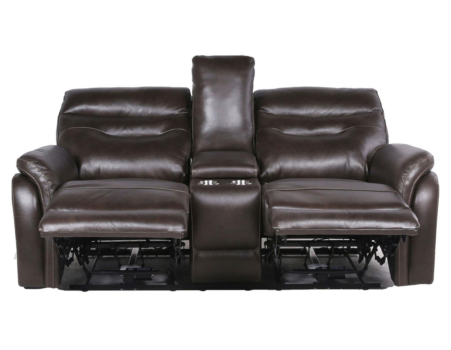 Steve Silver Fortuna Leather Dual Power Reclining Console Loveseat in Coffee Steve Silver 2