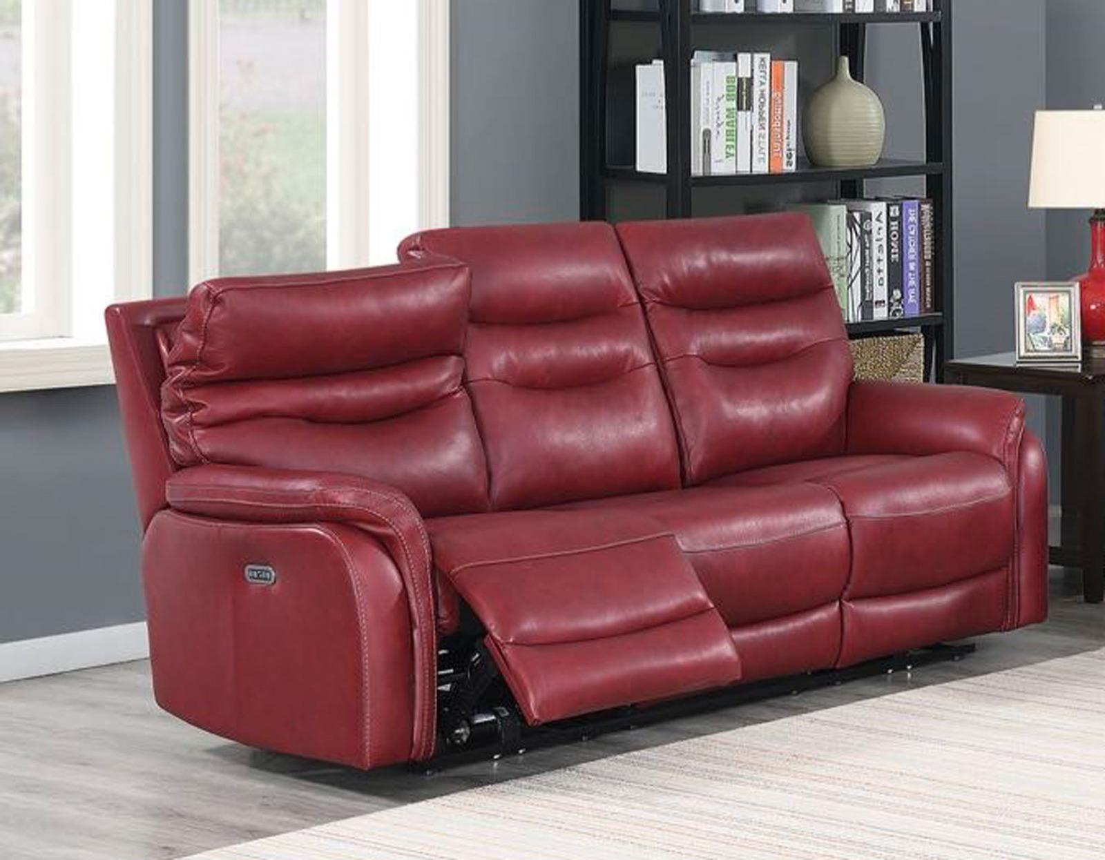 Steve Silver Fortuna Leather Dual Power Reclining Sofa in Wine Steve Silver 2