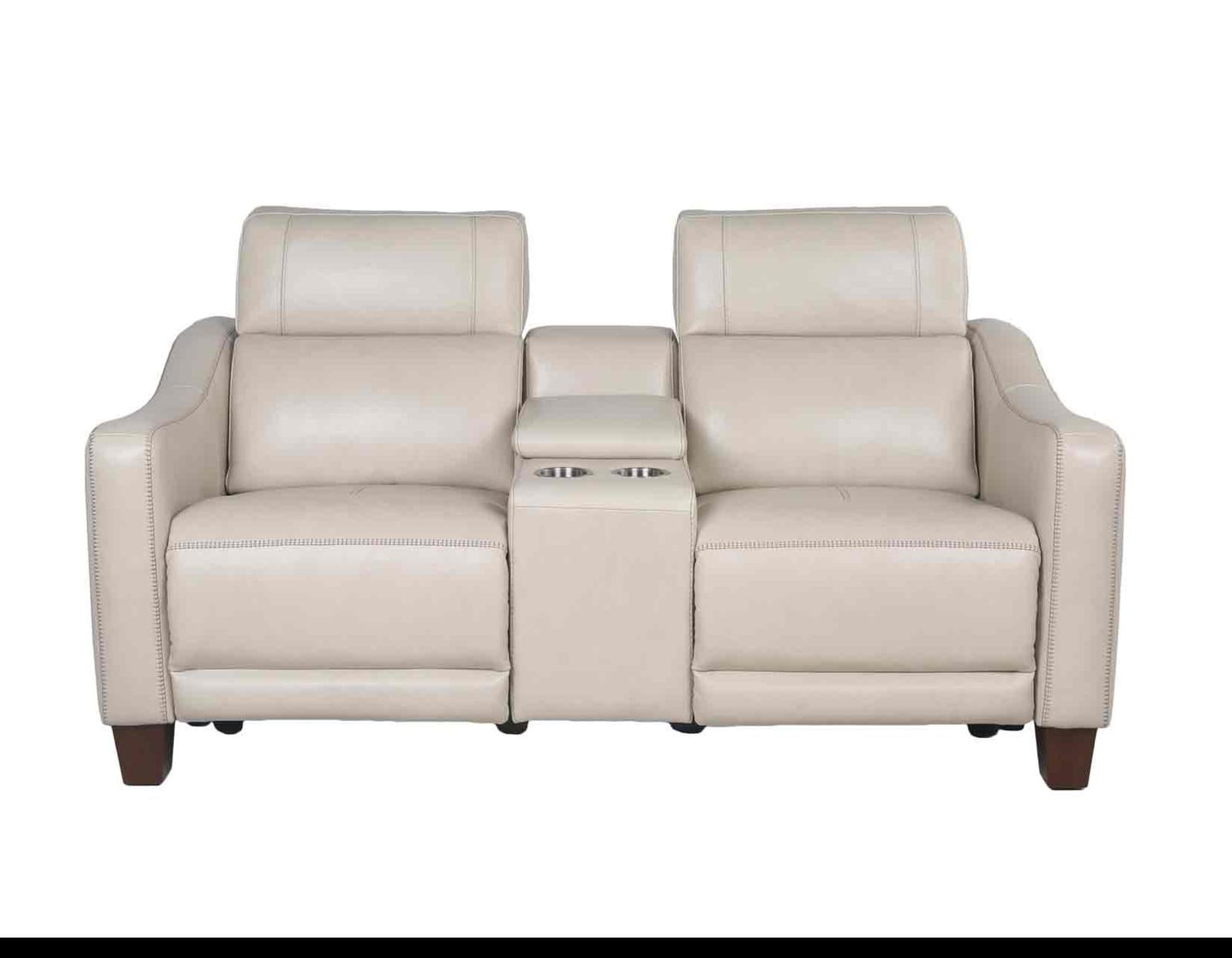 Steve Silver Giorno Dual Power Leather Console Loveseat in Ivory Steve Silver 2