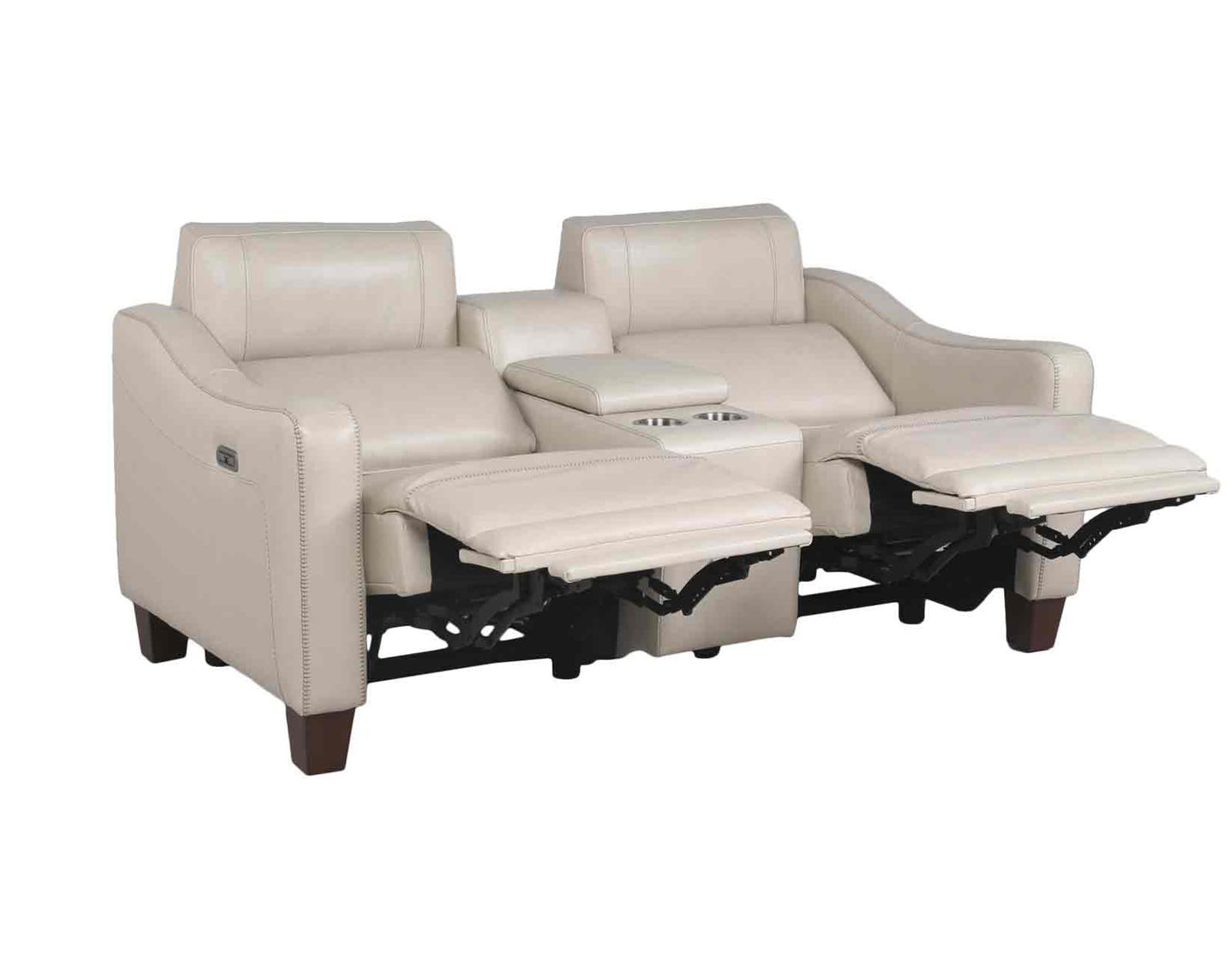 Steve Silver Giorno Dual Power Leather Console Loveseat in Ivory Steve Silver 2