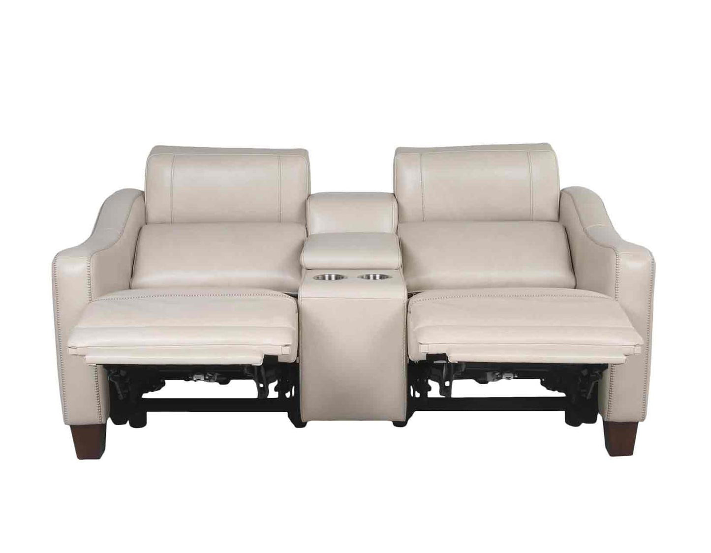 Steve Silver Giorno Dual Power Leather Console Loveseat in Ivory Steve Silver 2