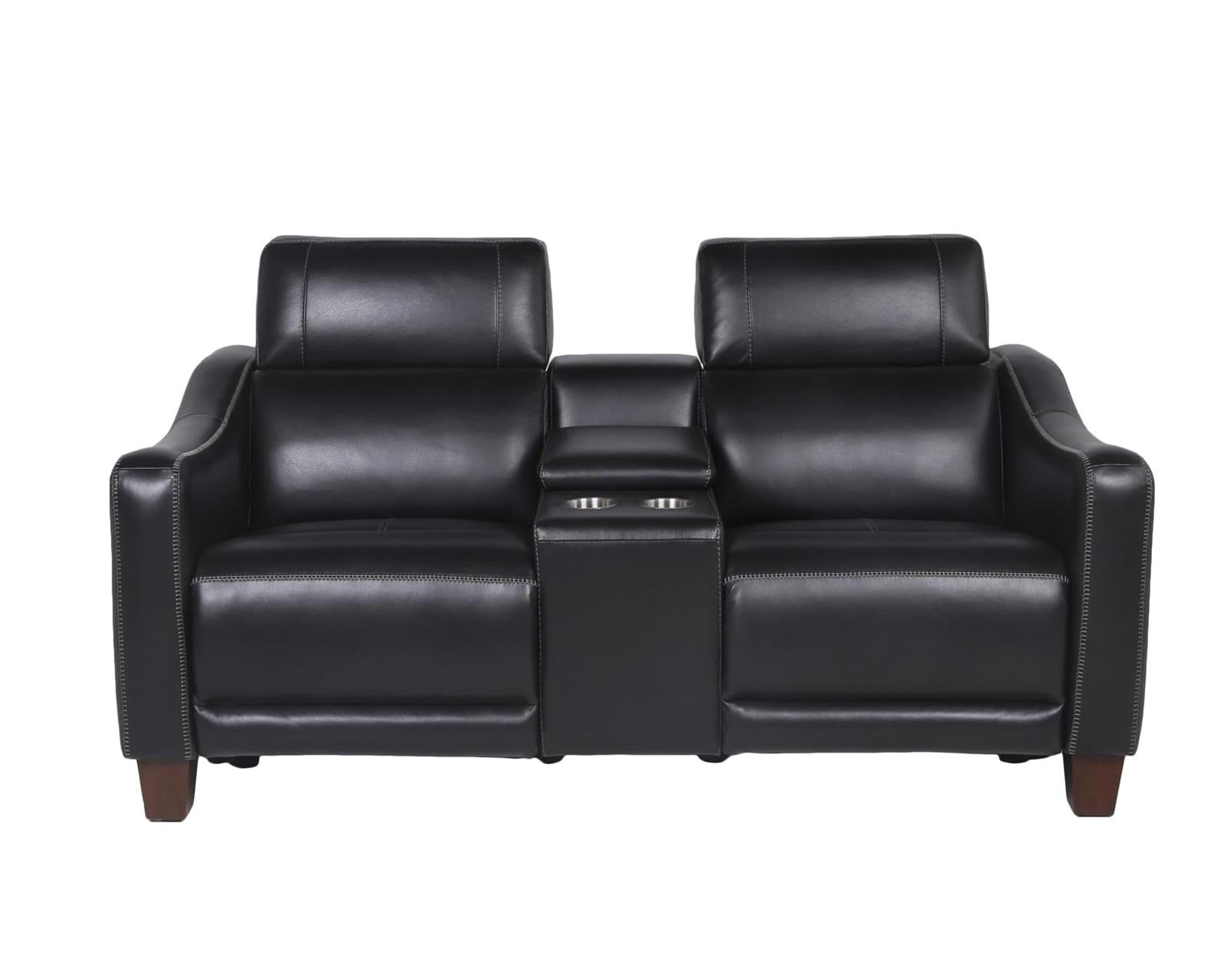 Steve Silver Giorno Dual Power Leather Console Loveseat in Midnight Steve Silver 2