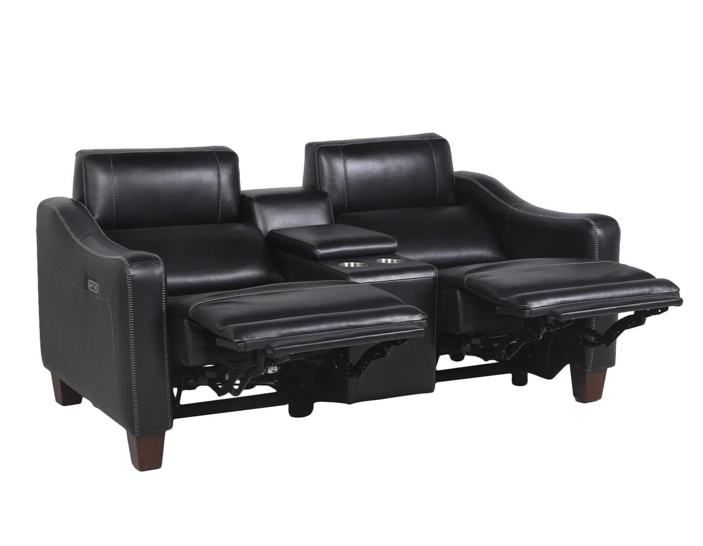 Steve Silver Giorno Dual Power Leather Console Loveseat in Midnight Steve Silver 2