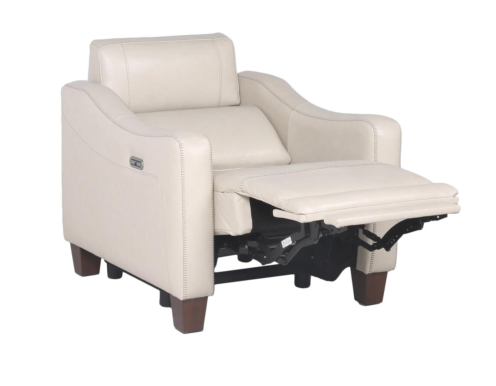 Steve Silver Giorno Dual Power Leather Recliner in Ivory Steve Silver 2